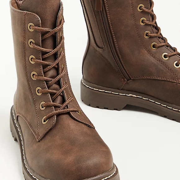 Torrid || (8 Wide) Brown Chunky Combat Boots - Picture 3 of 11